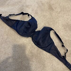 ThirdLove Chevron Contour Demi Bra 38D Underwire Stretch Adjustable lace blue